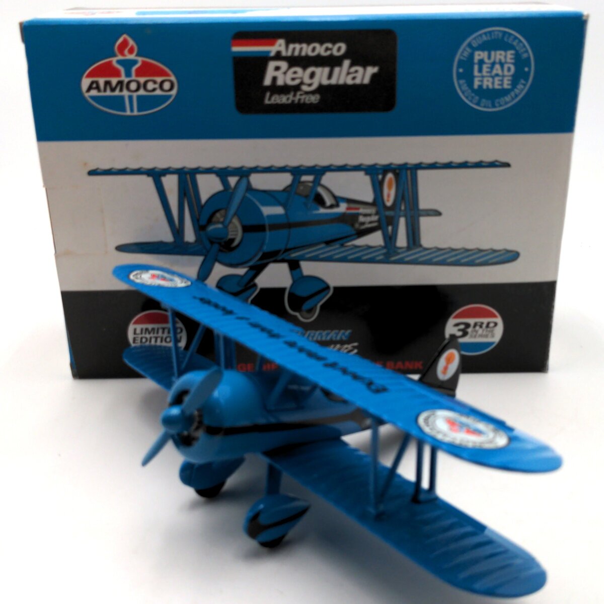 Amoco 37501 1/32 Stearman Bi-Plane Vintage Diecast Airplane Coin Bank