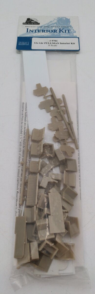 Palace Car Co 9701 S Scale 12s-1dr Pullman Interior Kit