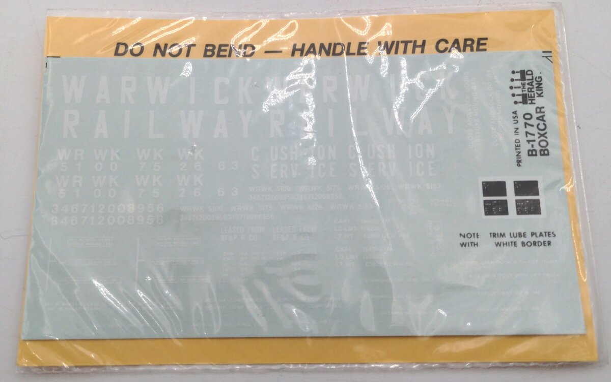 The Herald King B-1770 Warwick Railroad Decal