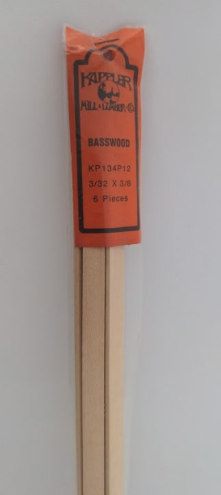 Kappler KP134P12 Basswood 3/32 x 3/8 (Pack of 6)