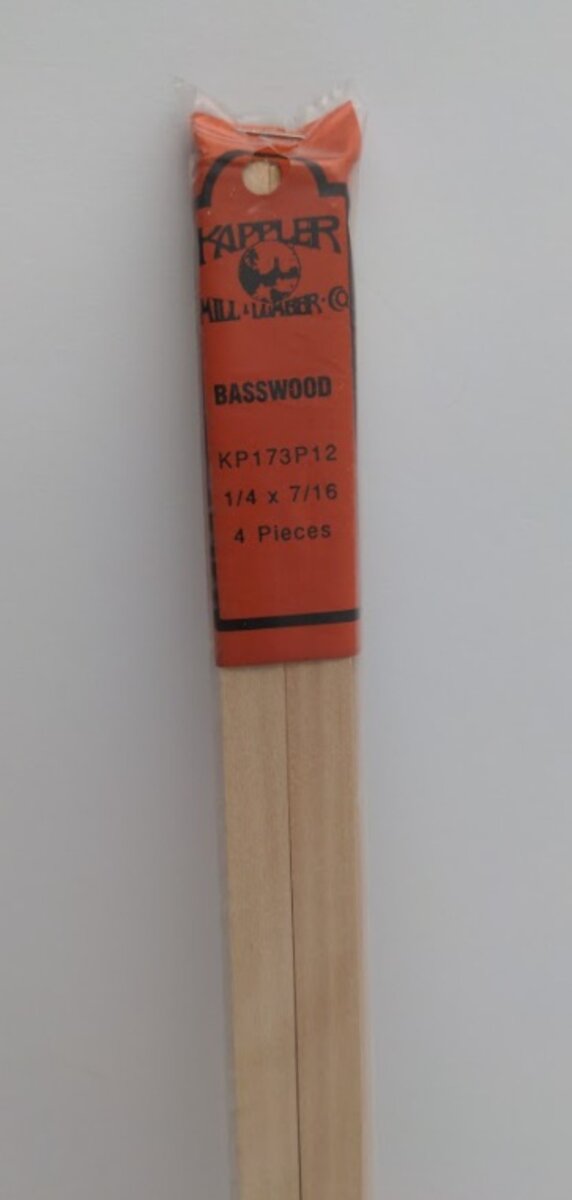 Kappler KP173P12 Unpainted Basswood 1/4 x 7/16 (Pack of 4)