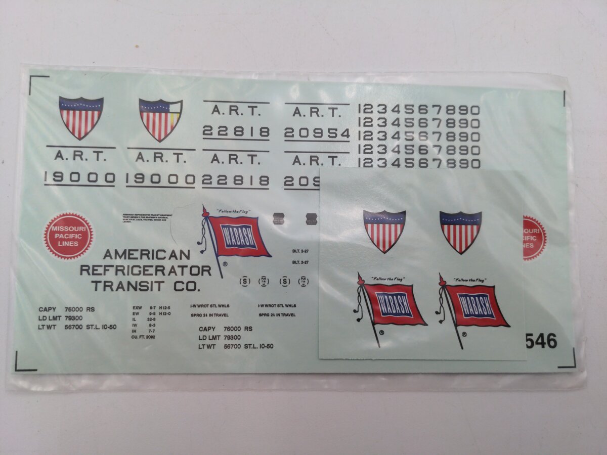 Oddballs Decals 64-546 American Refrigerator Transit Co. Decal Sheet