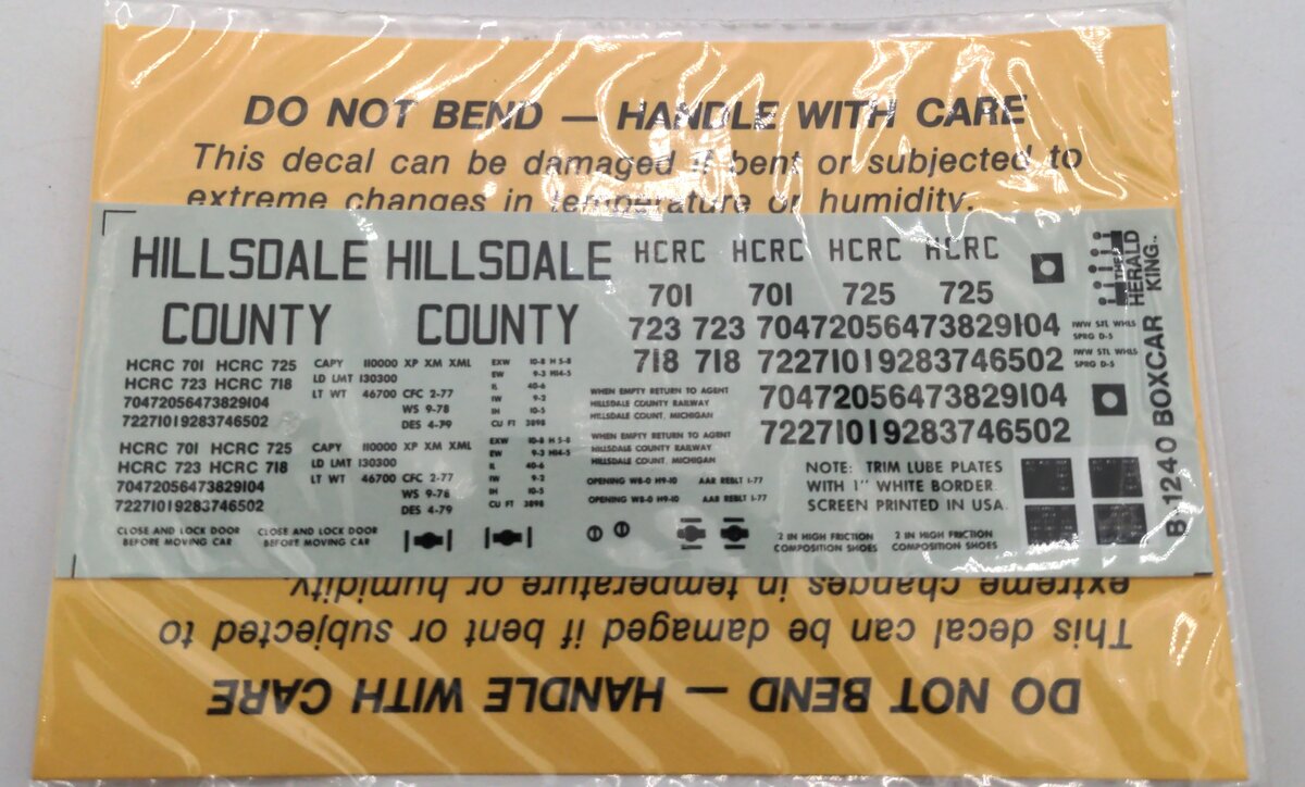 The Herald King B-1240 Hillsdale County Decal