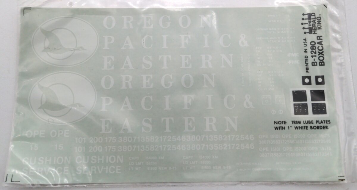 Herald King B-1280 Oregon Pacific & Eastern Decal