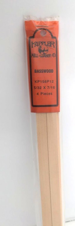 Kappler KP156P12 Unpainted Basswood 5/32 x 7/16 (Pack of 4)