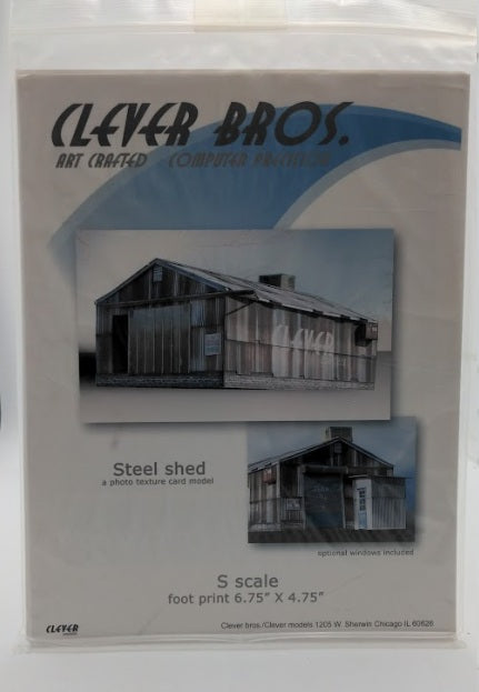 Clever Bros. S Scale Steel Shed W/Optional Windows Photo Texture Card Model Kit