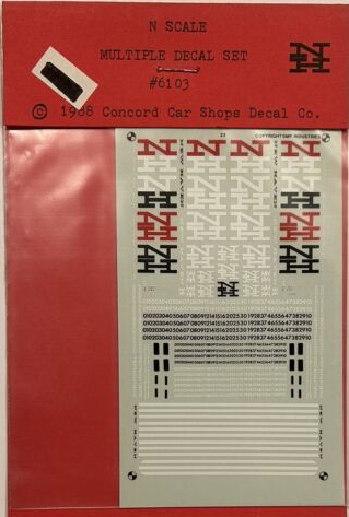 Concord Car Shops 6103 N Scale Multiple NH Decal Set