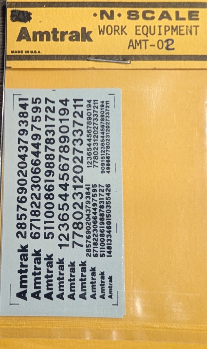 Northeast Decals AMT-02 N Scale Amtrack Work Equipment Decal Set