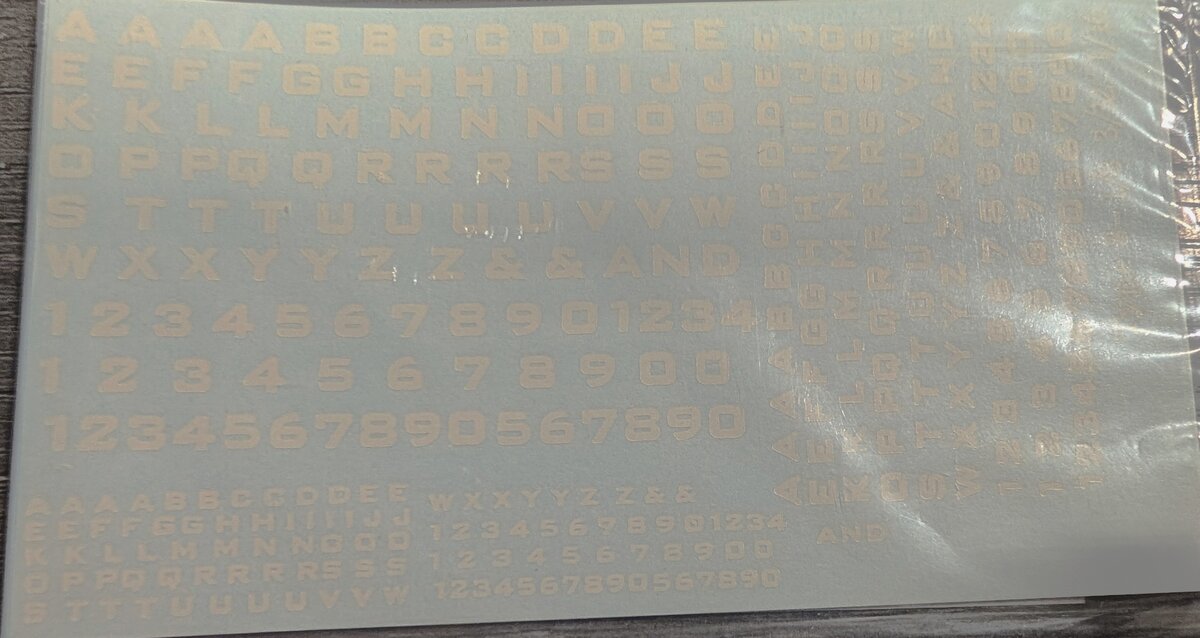 Walthers 934-808108 Type 8 White Square Gothic Extended Alphabets Decal Set