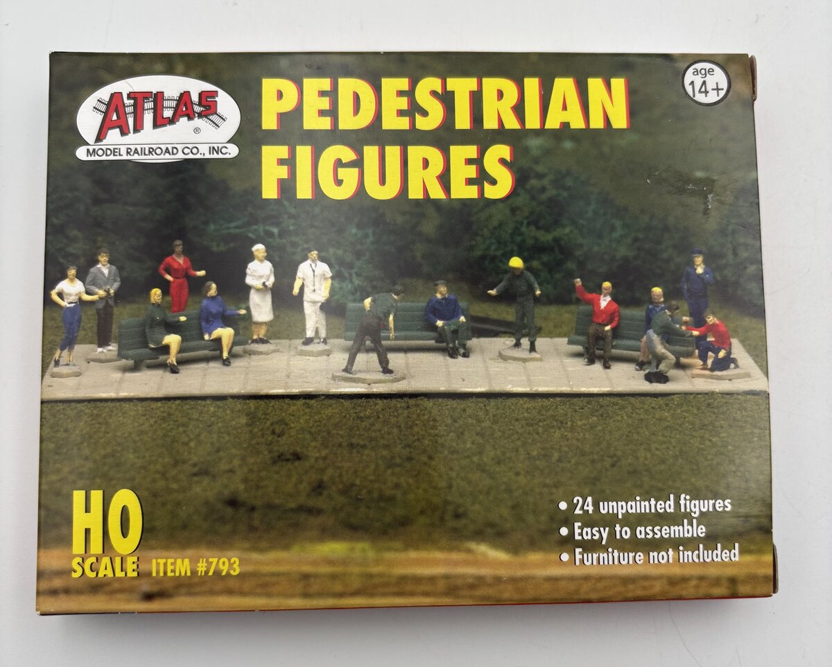 Atlas 0793 HO Unpainted Pedestrian Figures (Set of 24)