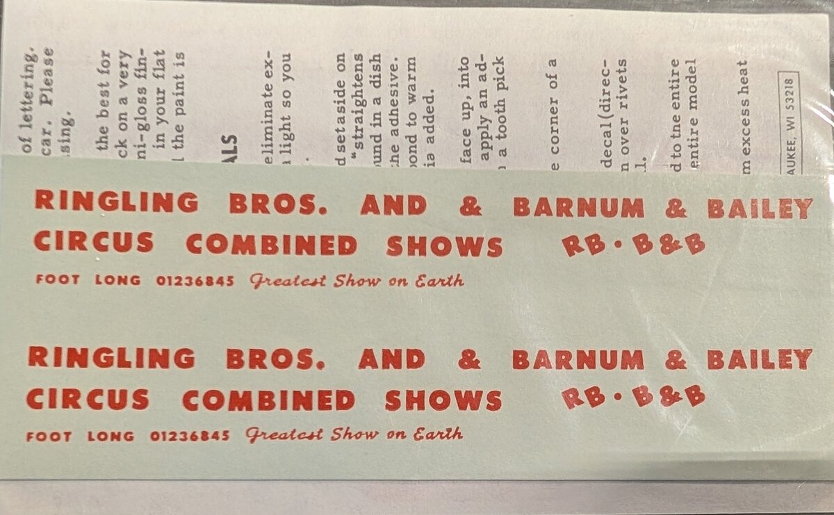 Walthers 934-23000 HO Scale Ringling Bros. Circus Decal Set