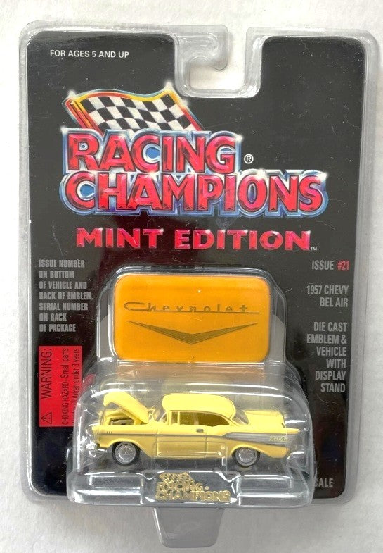 Racing Champions 08100-08103 1:61 Scale #21 Yellow 1957 Chevy Bel Air Diecast