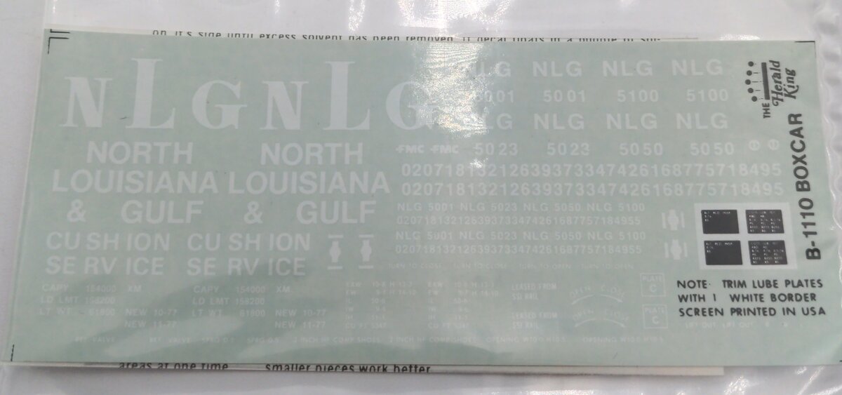 The Herald King B-1110 North Louisiana & Gulf Decal