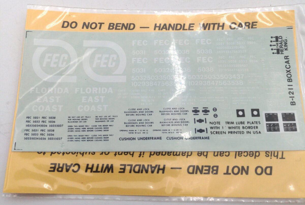 The Herald King B-1211 Florida East Coast (FEC)  Decal