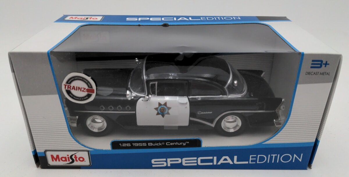 Maisto 31295 1:26 Scale '55 Buick Century Police Car Black/White Special Edition