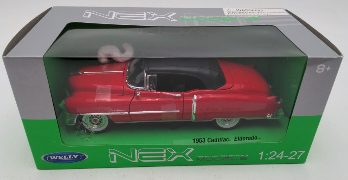 Welly Diecast 22414 1:24 Scale Red & Black 1953 Cadillac Eldorado Convertible