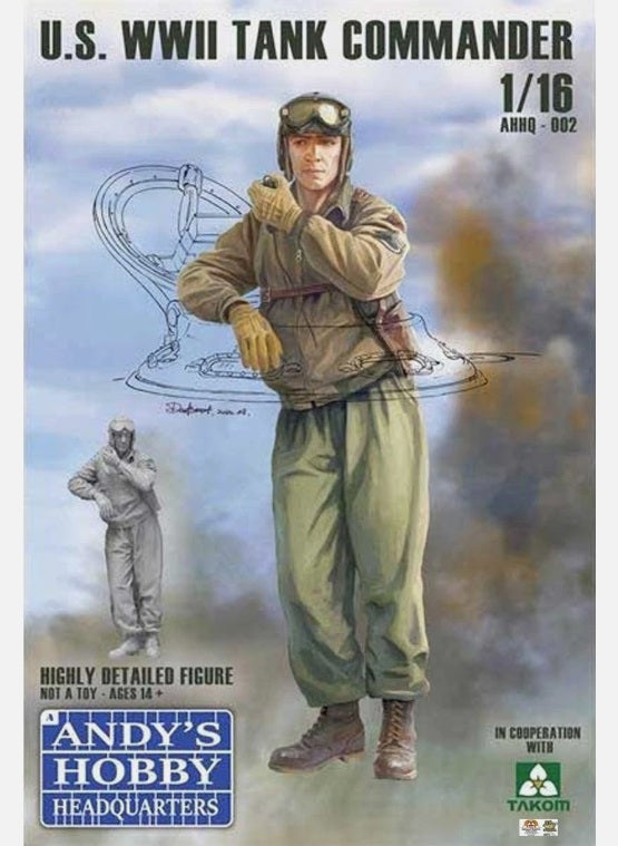 Takom AHHQ-002 1:16 Scale WWII US Army Tank Commander Model Kit
