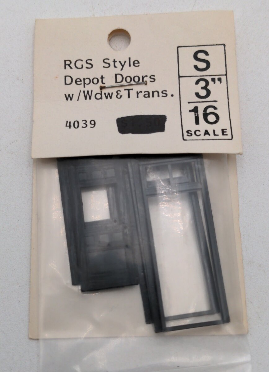 Grandt Line 4039 S Scale RGS Style Depot Doors With Windows and Transom 2 Pack