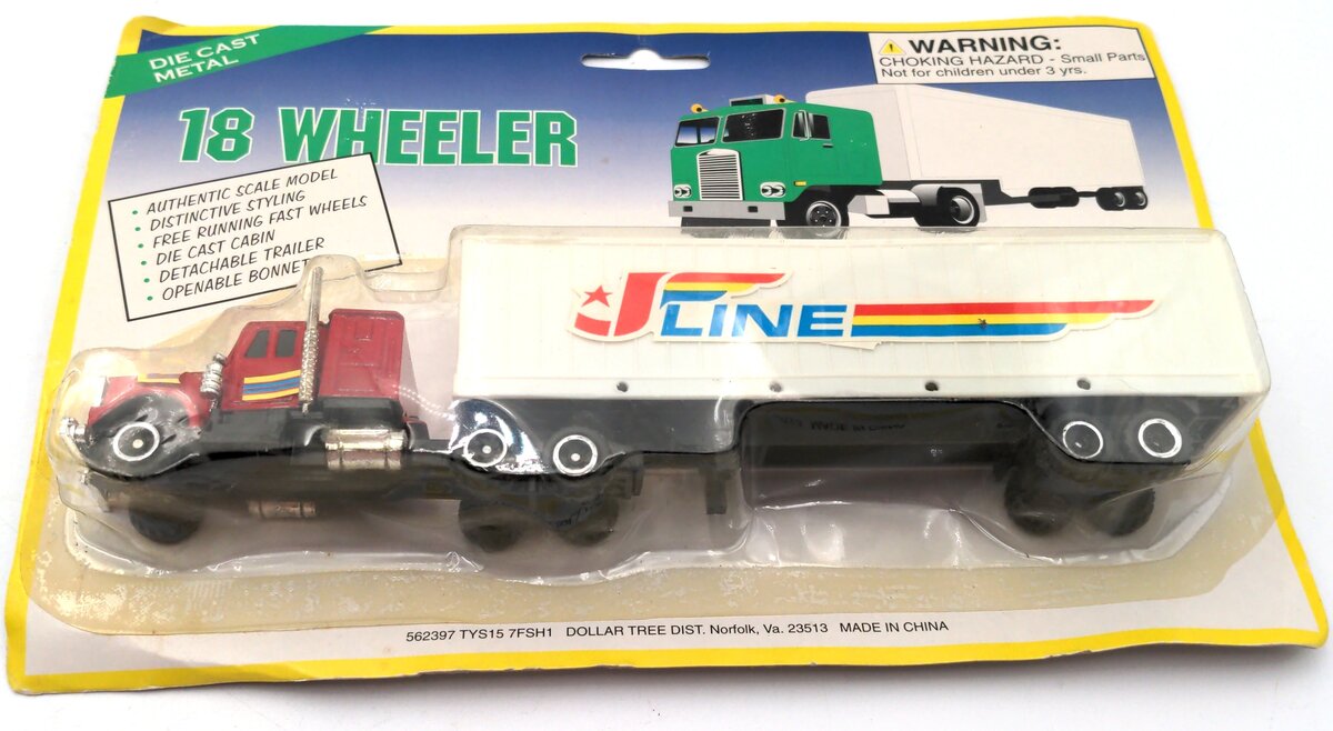 Dollar Tree 562397 J Line 18 Wheeler Semi-Tractor & Trailer