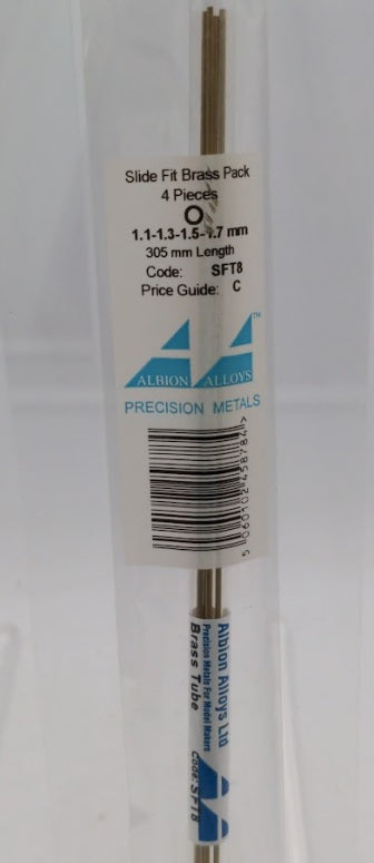 Albion Alloys SFT8 Brass Tube Slide Fit (Pack of 4)