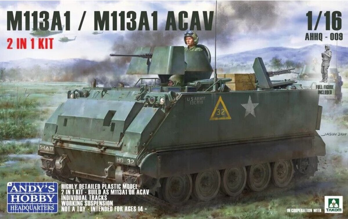 Takom AHHQ-009 1:16 Scale M113A1 / M113A1 ACAV APC 2in1 W/1 Figure Model Kit