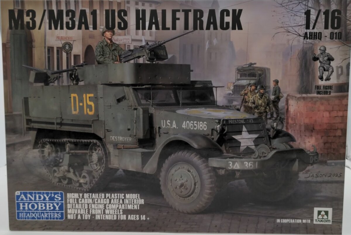 Takom AHHQ-010 1:16 Scale By Andy’s Hobby M3-M3A1 US Halftrack Plastic Model Kit