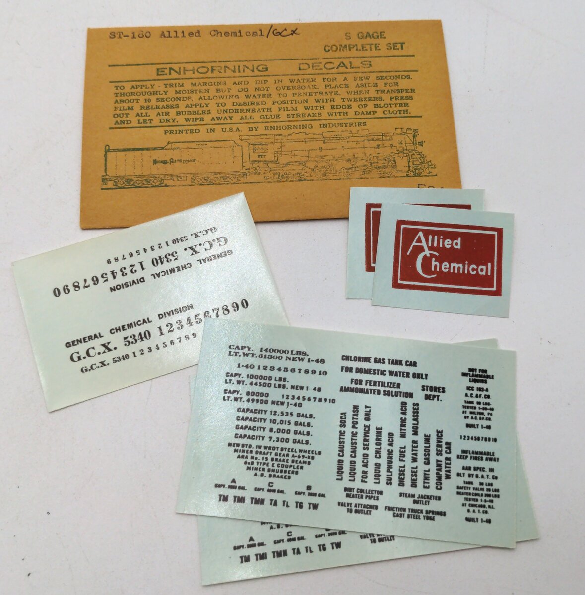 Enhorning Industries ST-180 S Scale Allied Chemical/GCX Decals