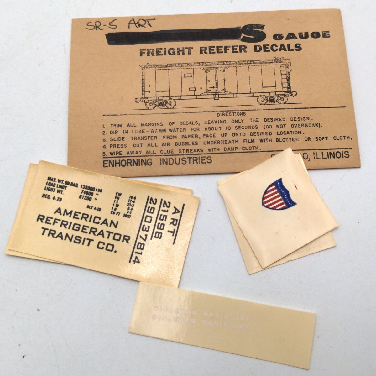 Enhorning Industries SR-5 ART American Refrigerator Transit Co. Decals