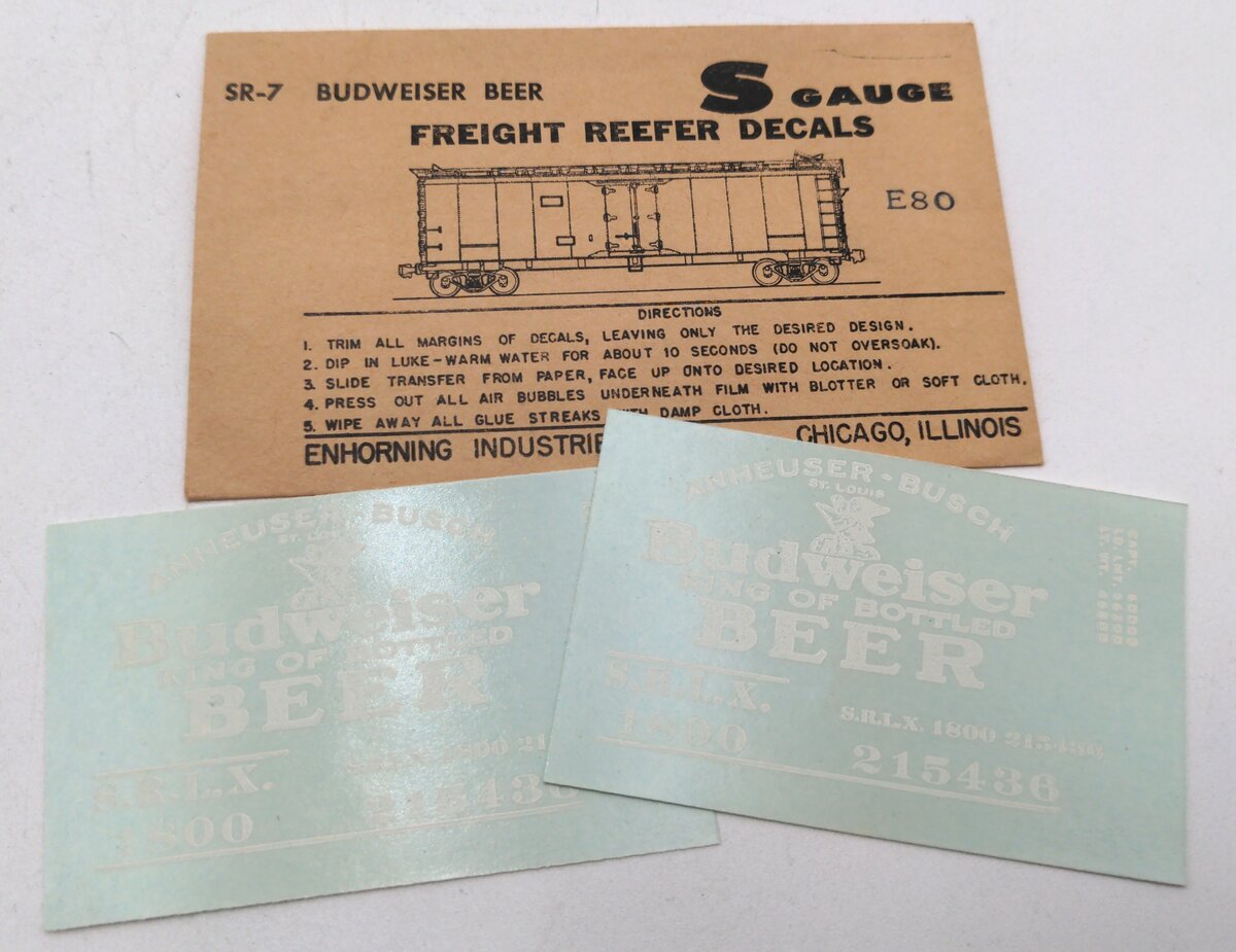 Enhorning Industries SR-7 S Scale Budweiser Beer Decals