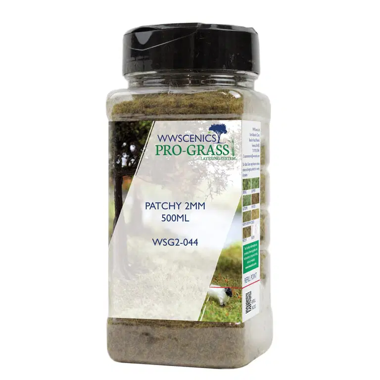WWScenics WSG2-044 2mm Patchy Static Grass - 500 ml. Canister