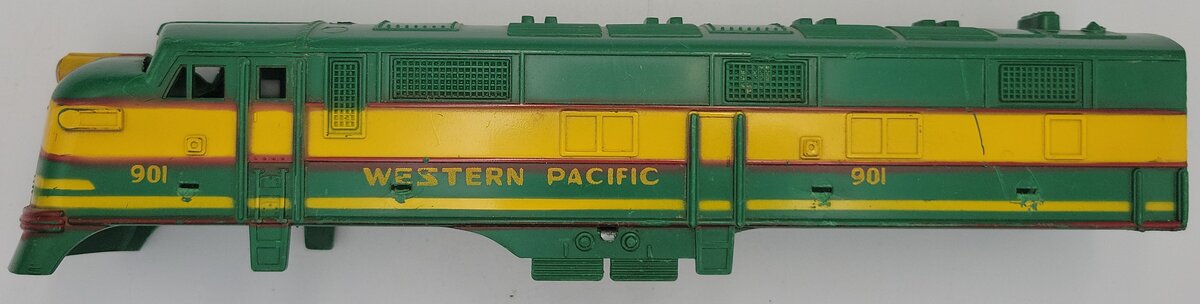 Marx 901-1 O Gauge Green and Yellow Western Pacific F-3 A-Unit Diesel Loco Shell