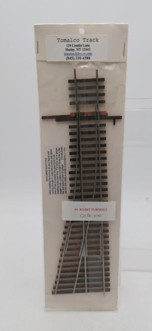 Tomalco 4 S Scale # 4 Right Hand Turnout Code 100 Nickel Silver