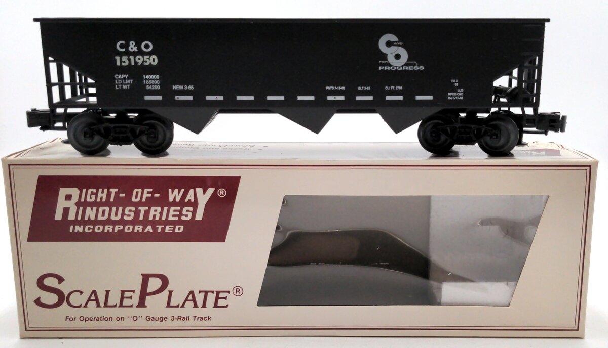 Right-of-Way O Scale 3 Bay Hopper C&O #151950