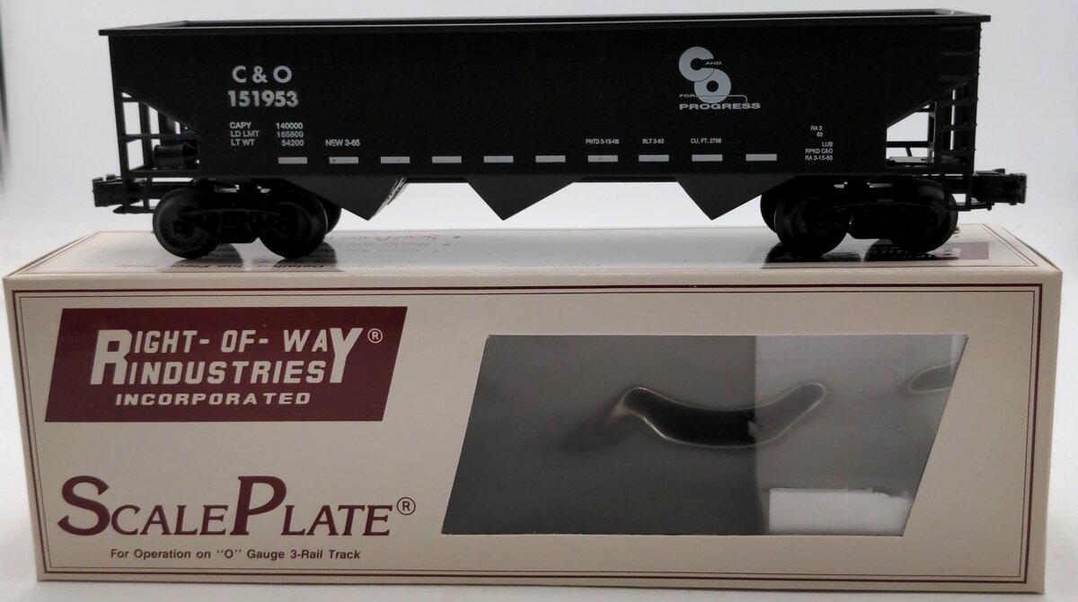 Right-of-Way O Scale 3 Bay Hopper C&O #151953