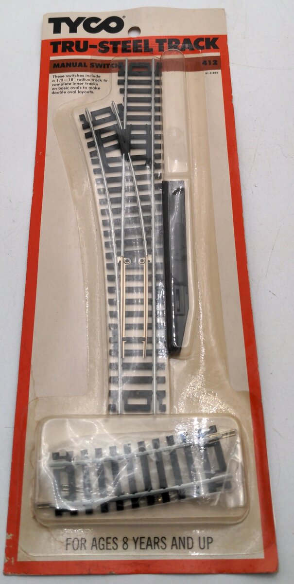 Tyco 412 HO Scale Tru-Steel Track Manual Switch Left Hand