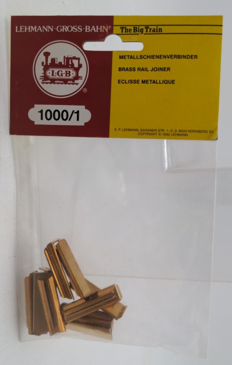 LGB 1000/1 G Gauge Brass Rail Joiner (Pack of 10)