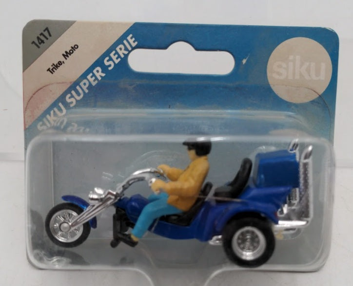 Siku 1417 1:50 Scale Super Serie Blue Diecast Custom Tricycle Chopper Real Rider