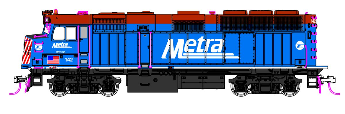 Kato 37-6574-DCC HO Chicago Metra EMD F40PH Diesel Locomotive w/ DCC #142 Ravina