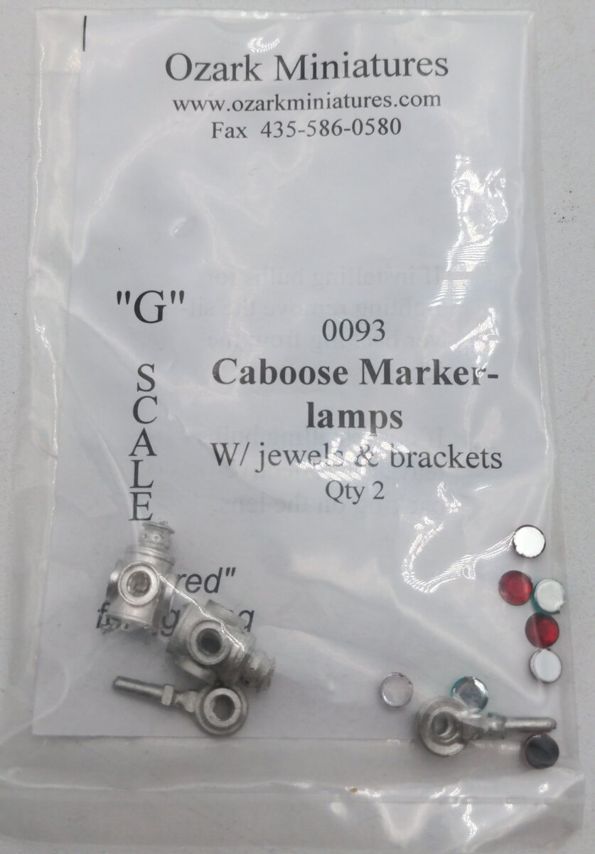 Ozark Miniatures 0093 G Scale Caboose Marker Lamps w/ Jewels & Brackets 2 pcs