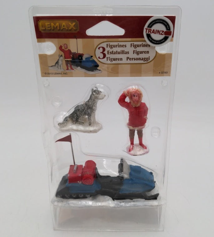 Lemax 32163 Village Collection Snowmobile Adventure Polyresin Figures (Set of 3)