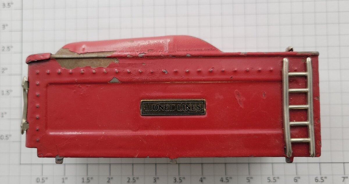 Lionel 264E-1 Prewar Tender Shell From 1935 Red Comet Engine Missing Trim