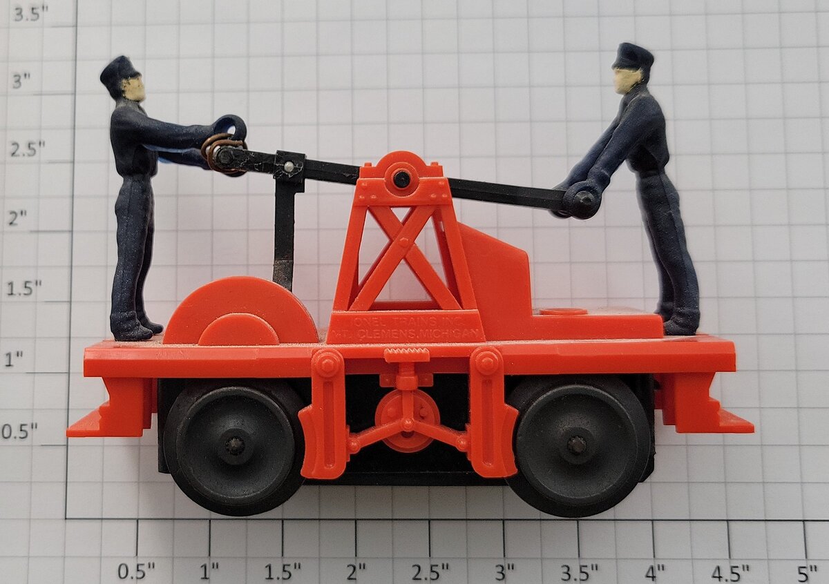 Lionel 6-18401 O Gauge Orange Operating Hand Car with Figures