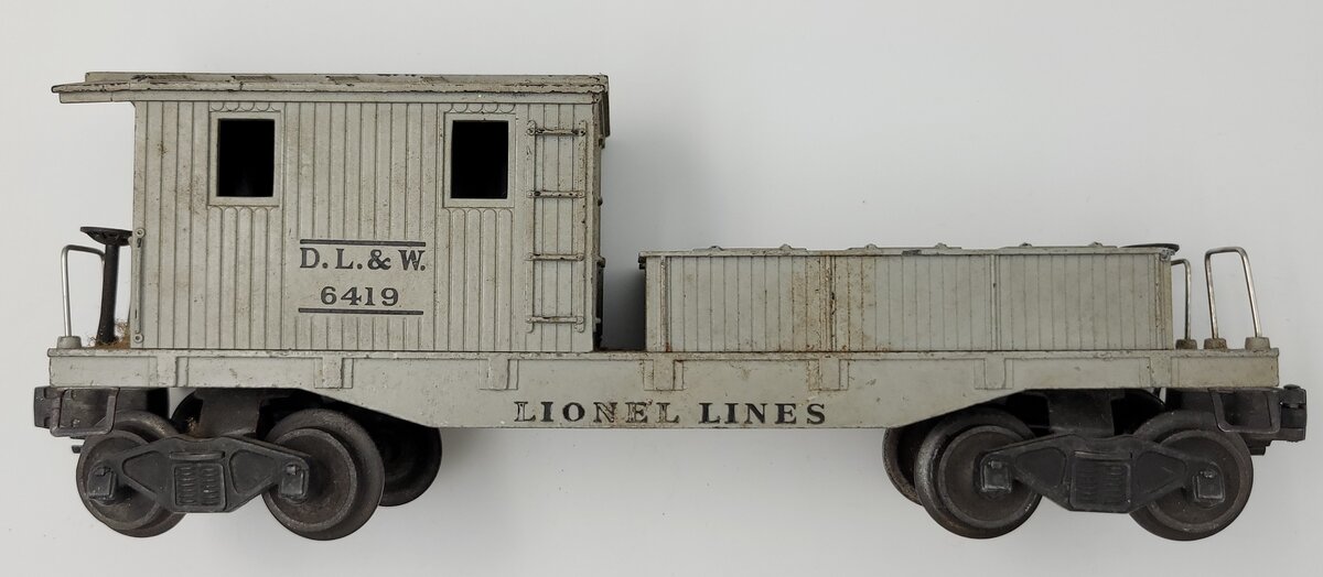 Lionel 6419 O Gauge DL&W Gray Work Caboose with Damaged Roof & w/o Smokestack