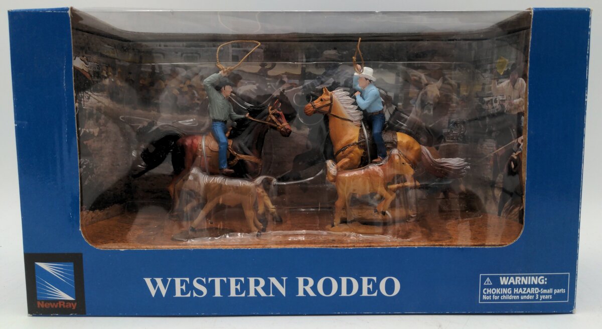 New-Ray 38005 Horse Western Rodeo Champion Play Set Equestrian Cowboy Ranch