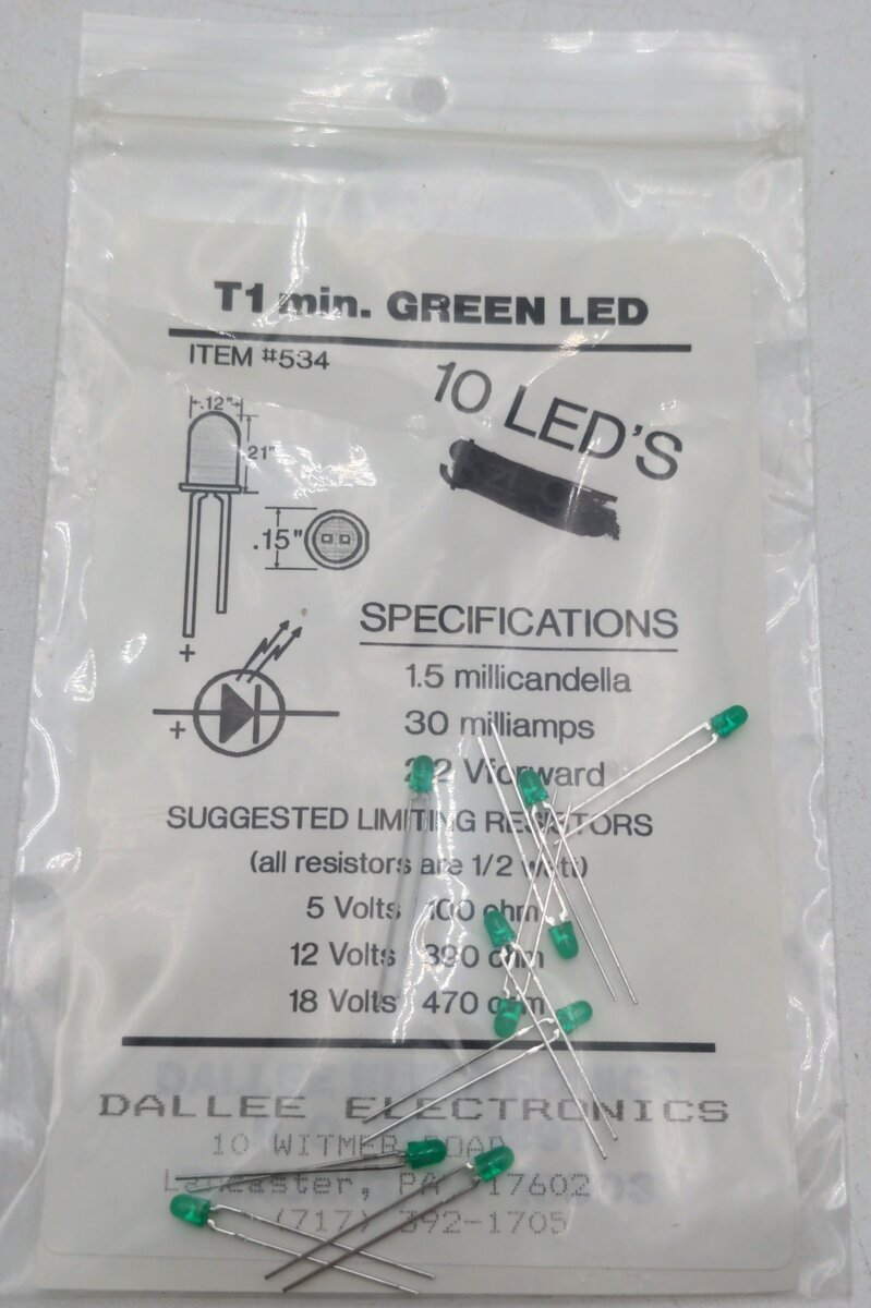 Dallee 534 T1 Min. Green LED (10 Pack)