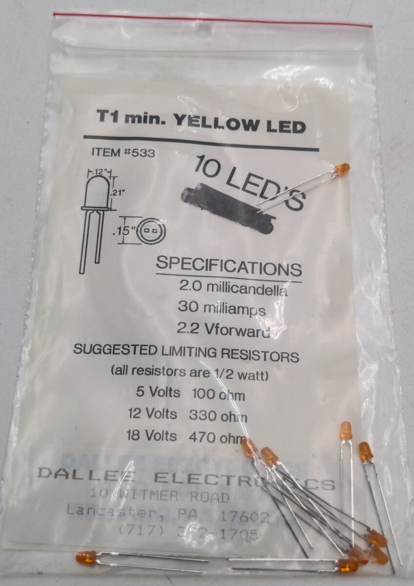 Dallee 533 T1 Min. Yellow LED (10 Pack)