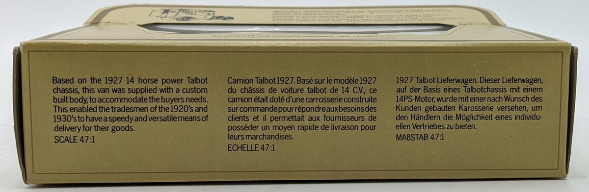Matchbox Y-5 Model Of Yesteryear Chocolat Menier 1927 Talbot Van