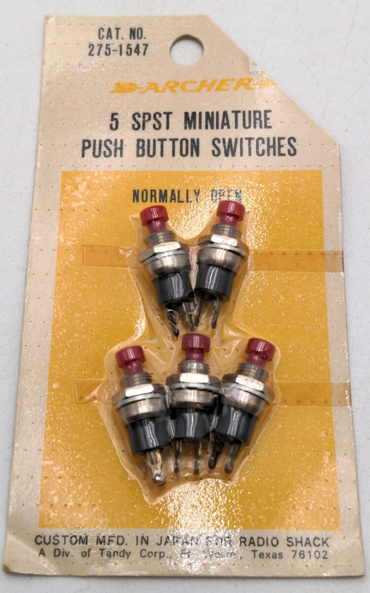 Archer 275-1547 5 SPST Miniature Push Button Switches 5 Pcs