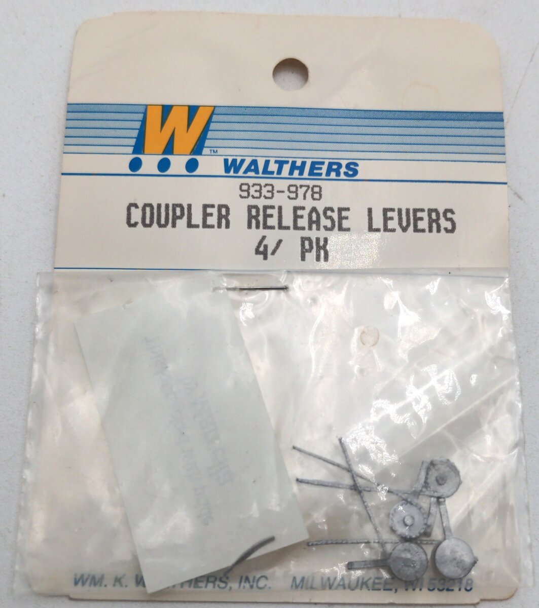 Walthers 933-978 HO Scale Coupler Release Leavers 4 Pcs