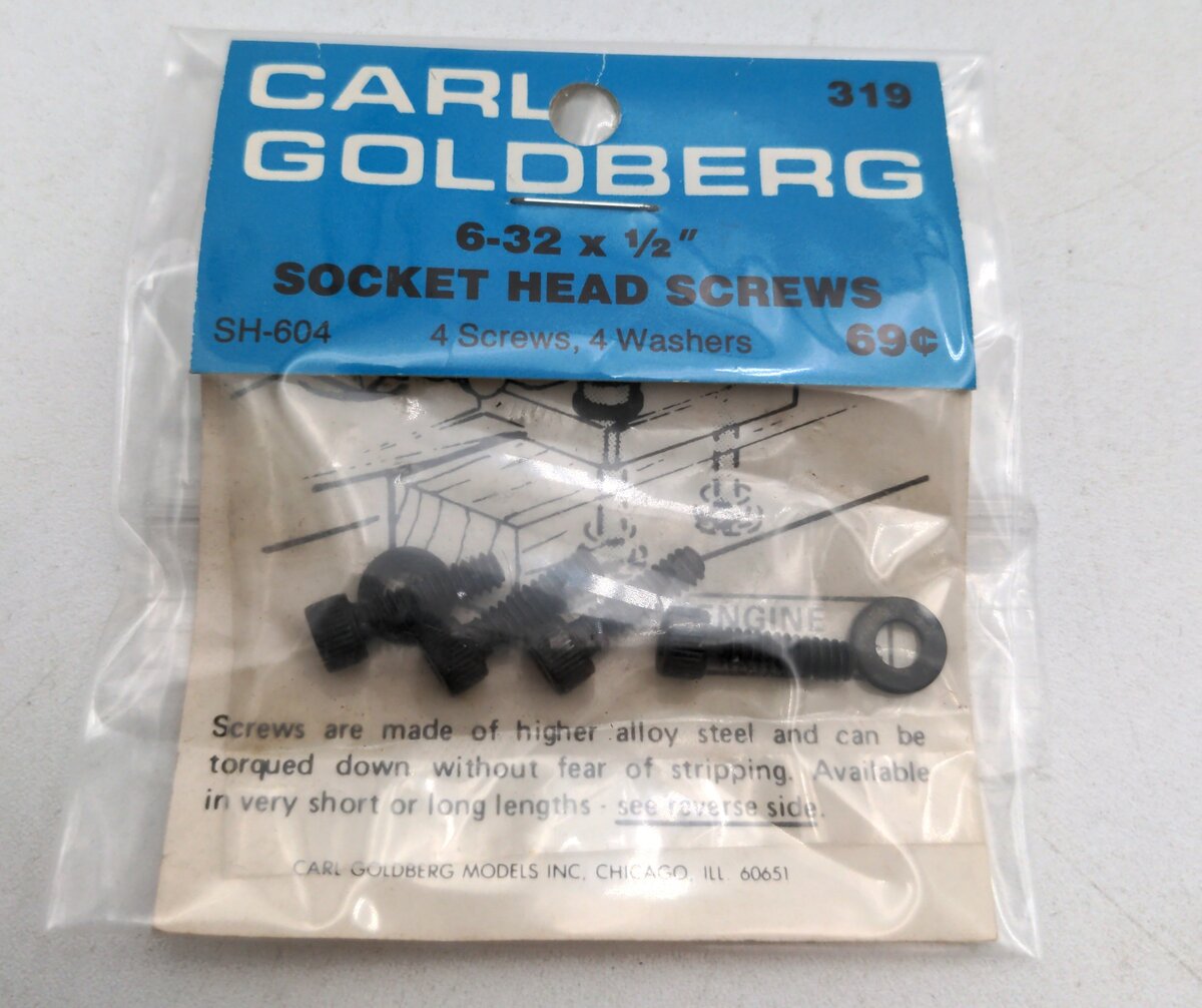 Carl Goldberg Models 319 6-32 x 1/2 Socket Head Screws 4 Screws 4 Washers